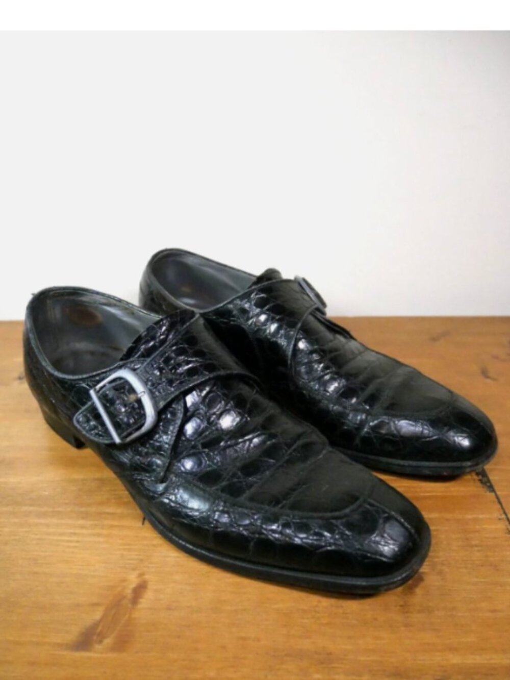 Vintage Nettleton Genuine Crocodile Single Monk Strap Dress Shoes Men Sz 12